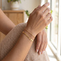 14K Gold Plated Layered Disc & Beaded Bracelet Set • Dainty Sequin Coin Wrist Stack