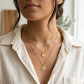 3pc 14K Gold Plated Layered Coin & Disc Pendant Choker Set