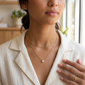 14K Gold Plated Layered Twisted Choker & Solitaire CZ Necklace • Dainty Double Chain Pendant